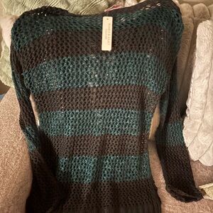 Striped Gray  and Green Sweater